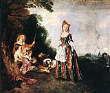 Jean-antoine Watteau Famous Paintings - The Dance